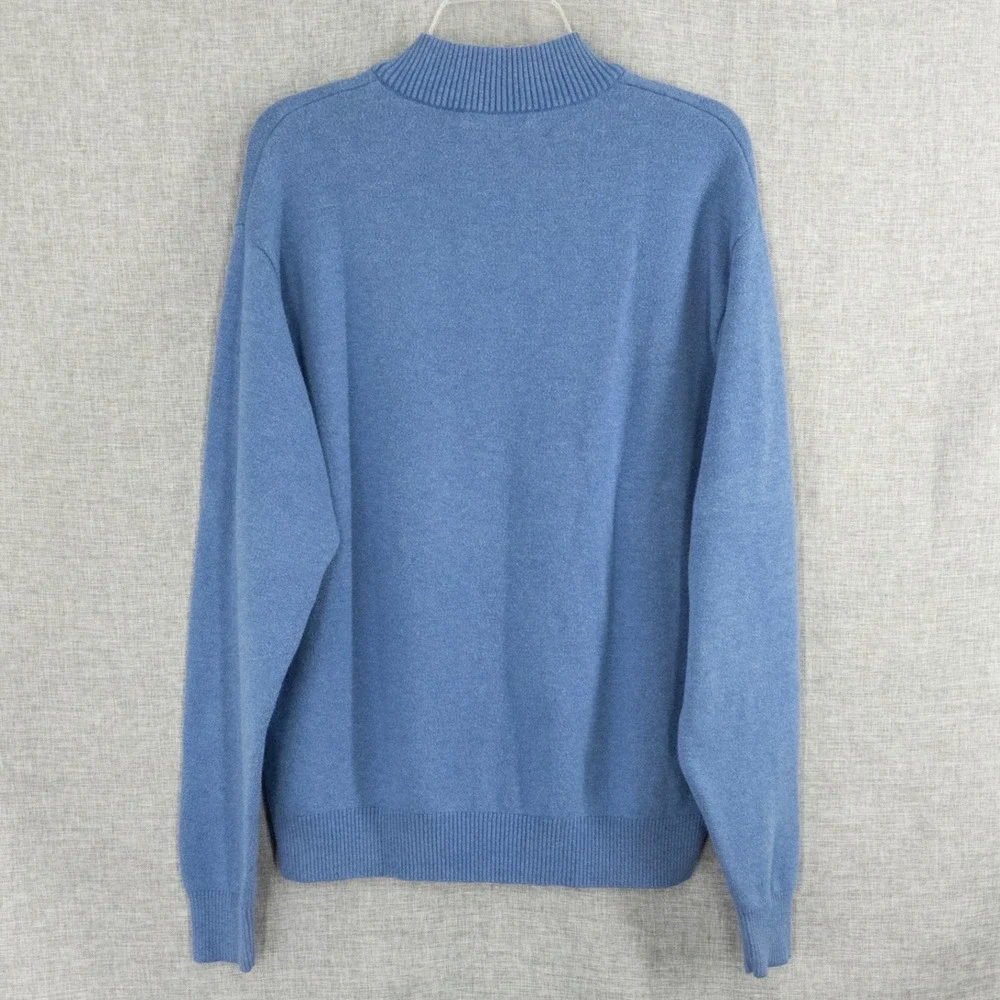 Peter Millar Men's XL Quarter Zip Wool Cotton Sweater Blue Pullover
